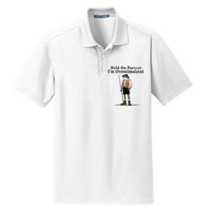 Hold On Partner IM Overstimulated Funny Frog Fishing Humor Dry Zone Grid Polo