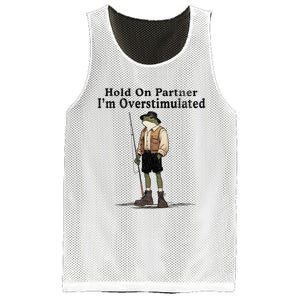 Hold On Partner IM Overstimulated Funny Frog Fishing Humor Mesh Reversible Basketball Jersey Tank