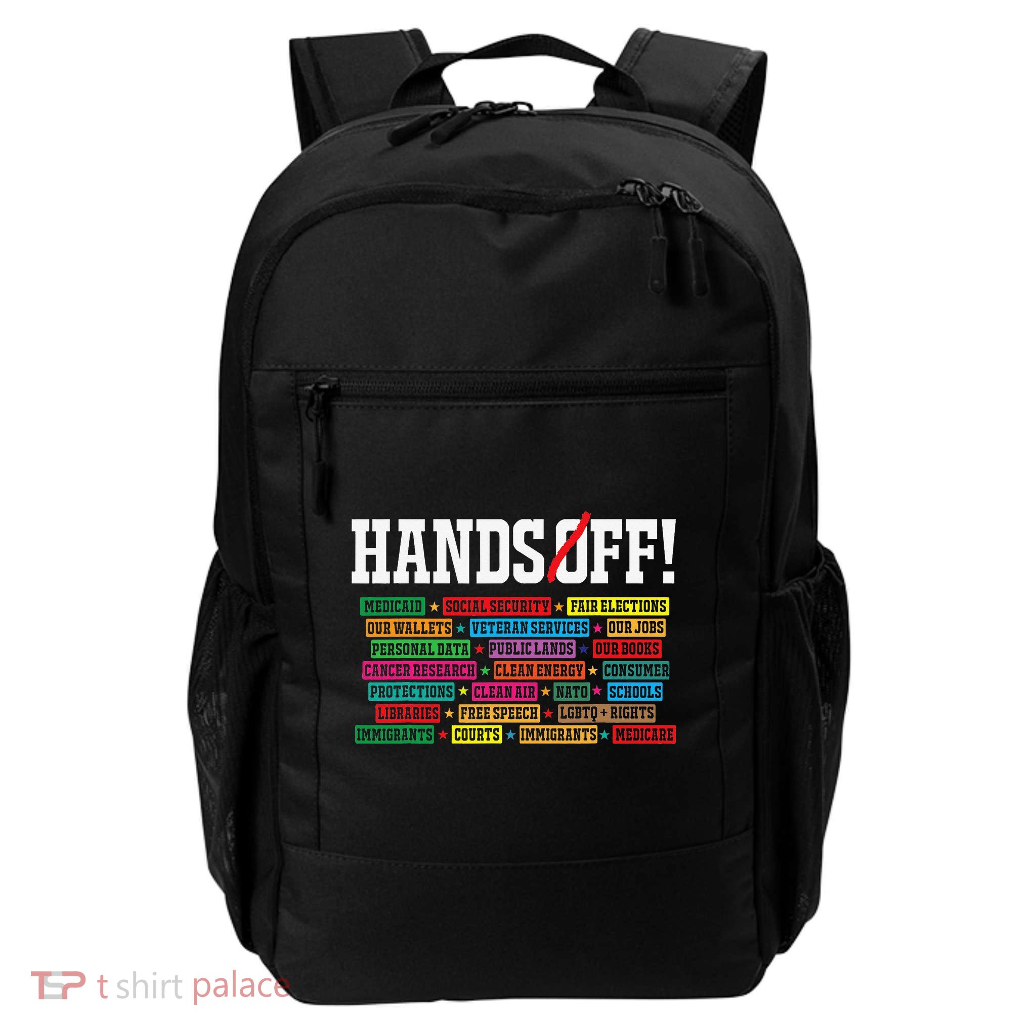 Hands Off Protest Social Security And Medicare Resist 8647 Daily Commute Backpack