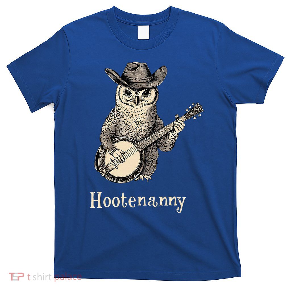 Hootenanny Owl Playing Banjo Country Owl Banjo Guitar Music T-Shirt