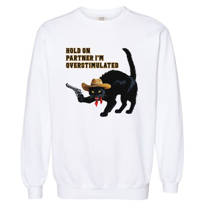 Hold On Partner IM Overstimulated Black Cat Garment-Dyed Sweatshirt