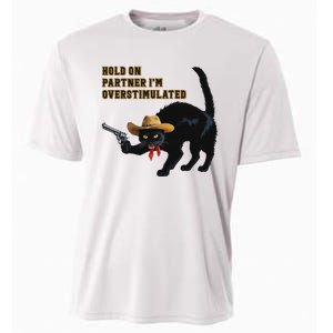 Hold On Partner IM Overstimulated Black Cat Cooling Performance Crew T-Shirt