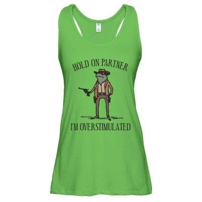 Hold On Partner IM Overstimulated Cowboy Frog Vintage Ladies Essential Flowy Tank