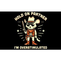 Hold On Partner IM Overstimulated Retro Western Cat Cowboy Bumper Sticker