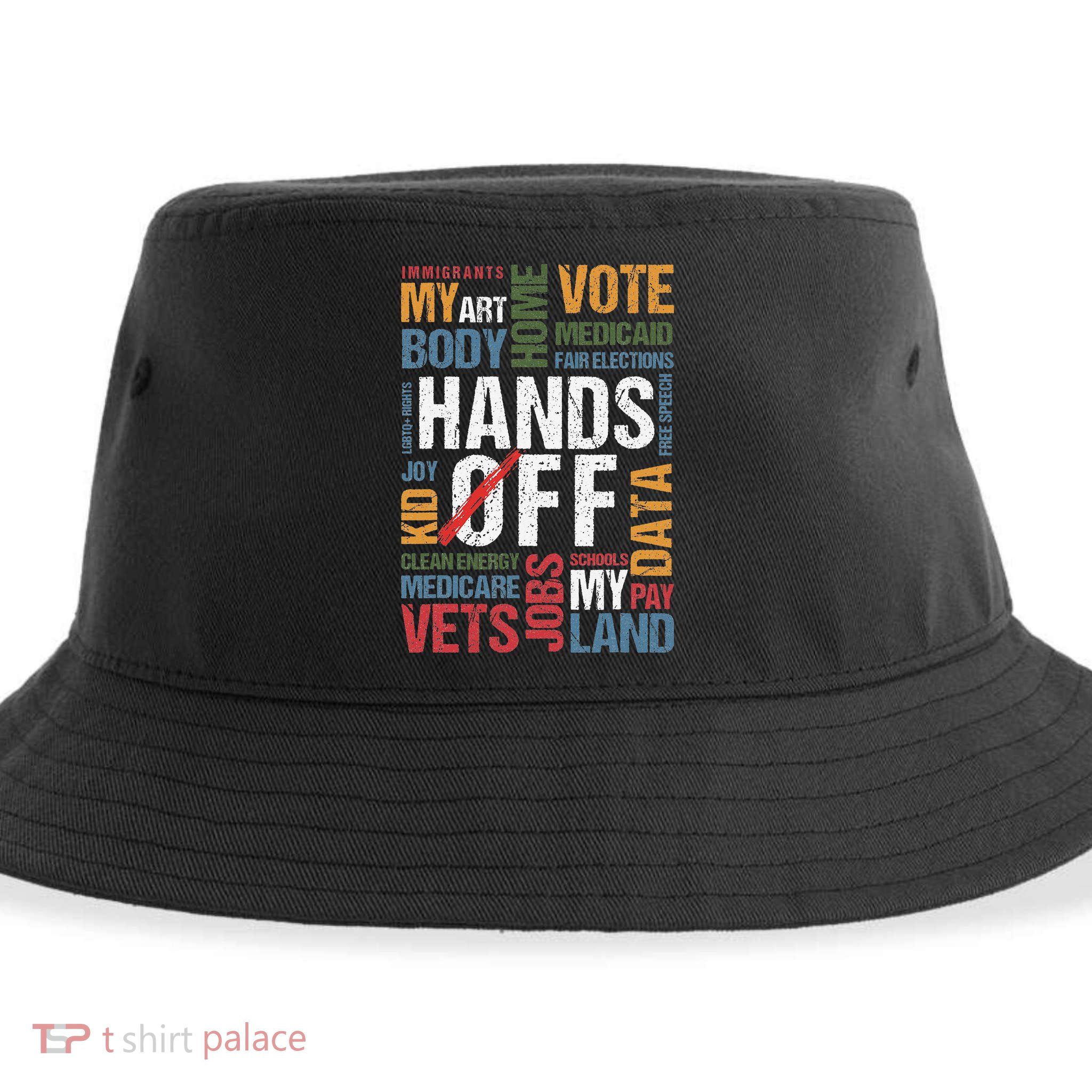 Hands Off Protest Social Security And Medicare Resist 8647 Sustainable Bucket Hat