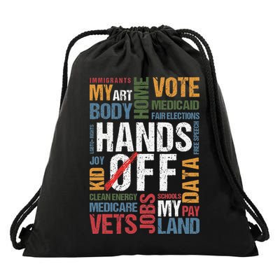 Hands Off Protest Social Security And Medicare Resist 8647 Drawstring Bag