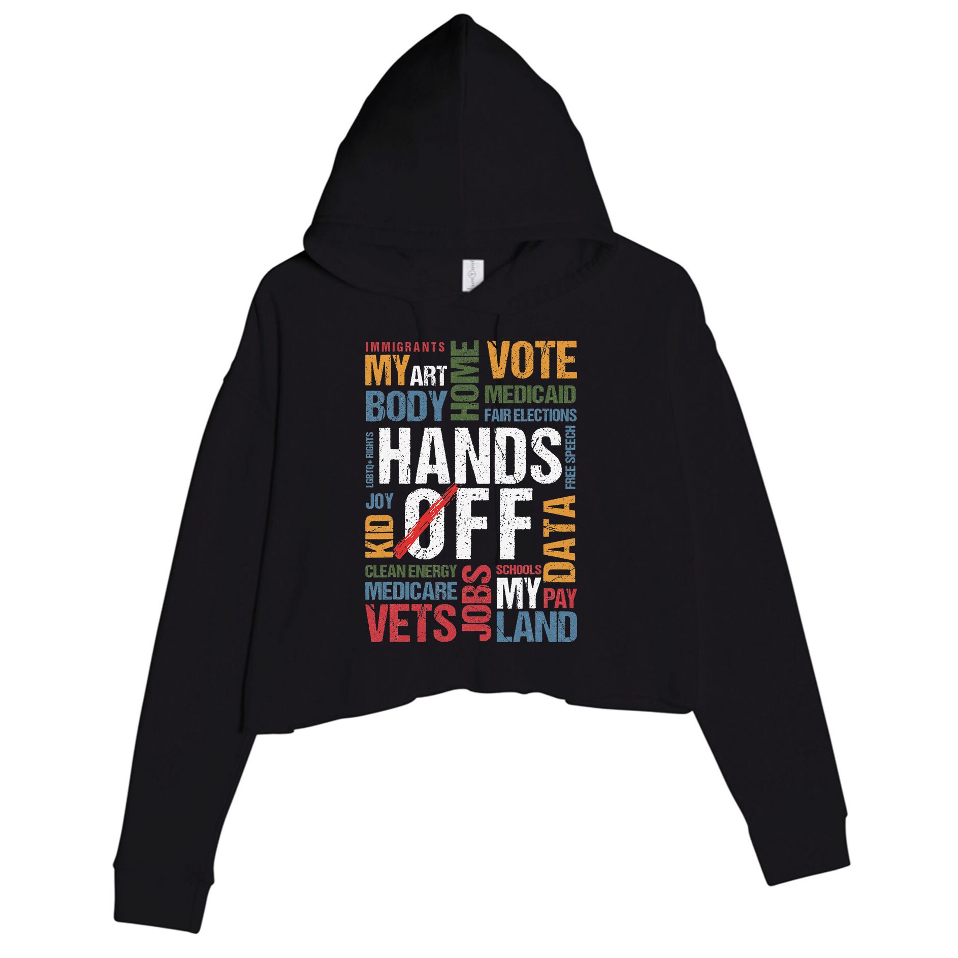 Hands Off Protest Social Security And Medicare Resist 8647 Crop Fleece Hoodie