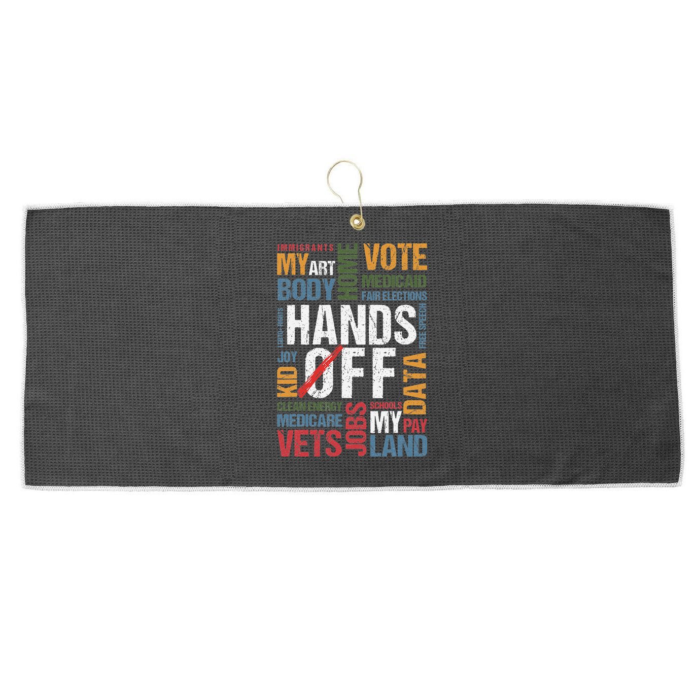 Hands Off Protest Social Security And Medicare Resist 8647 Large Microfiber Waffle Golf Towel