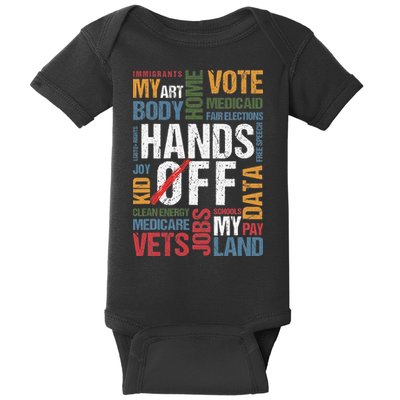 Hands Off Protest Social Security And Medicare Resist 8647 Baby Bodysuit
