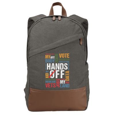 Hands Off Protest Social Security And Medicare Resist 8647 Cotton Canvas Backpack