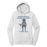 Hold On Partner IM Overstimulated Cowboy Frog Vintage Women's Pullover Hoodie