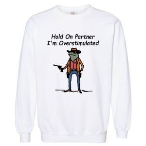 Hold On Partner IM Overstimulated Cowboy Frog Garment-Dyed Sweatshirt