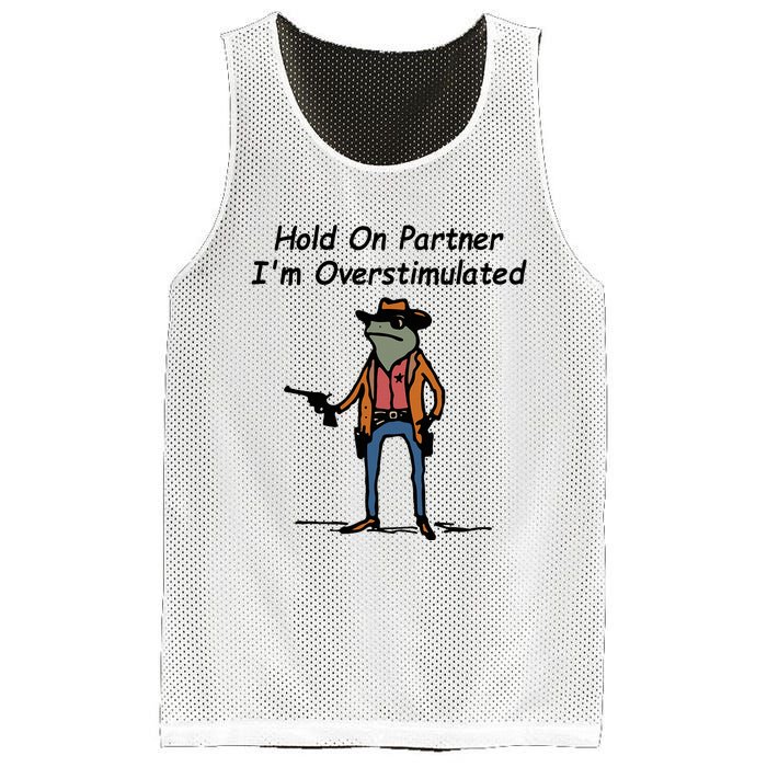 Hold On Partner IM Overstimulated Cowboy Frog Mesh Reversible Basketball Jersey Tank