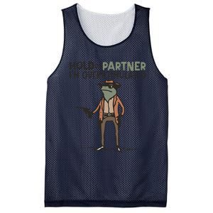 Hold On Partner IM Overstimulated Cowboy Frog Meme Genz Mesh Reversible Basketball Jersey Tank