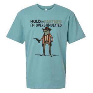 Hold On Partner IM Overstimulated Cowboy Frog Meme Genz Sueded Cloud Jersey T-Shirt