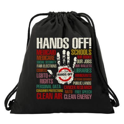 Hands Off Protest Vintage Drawstring Bag