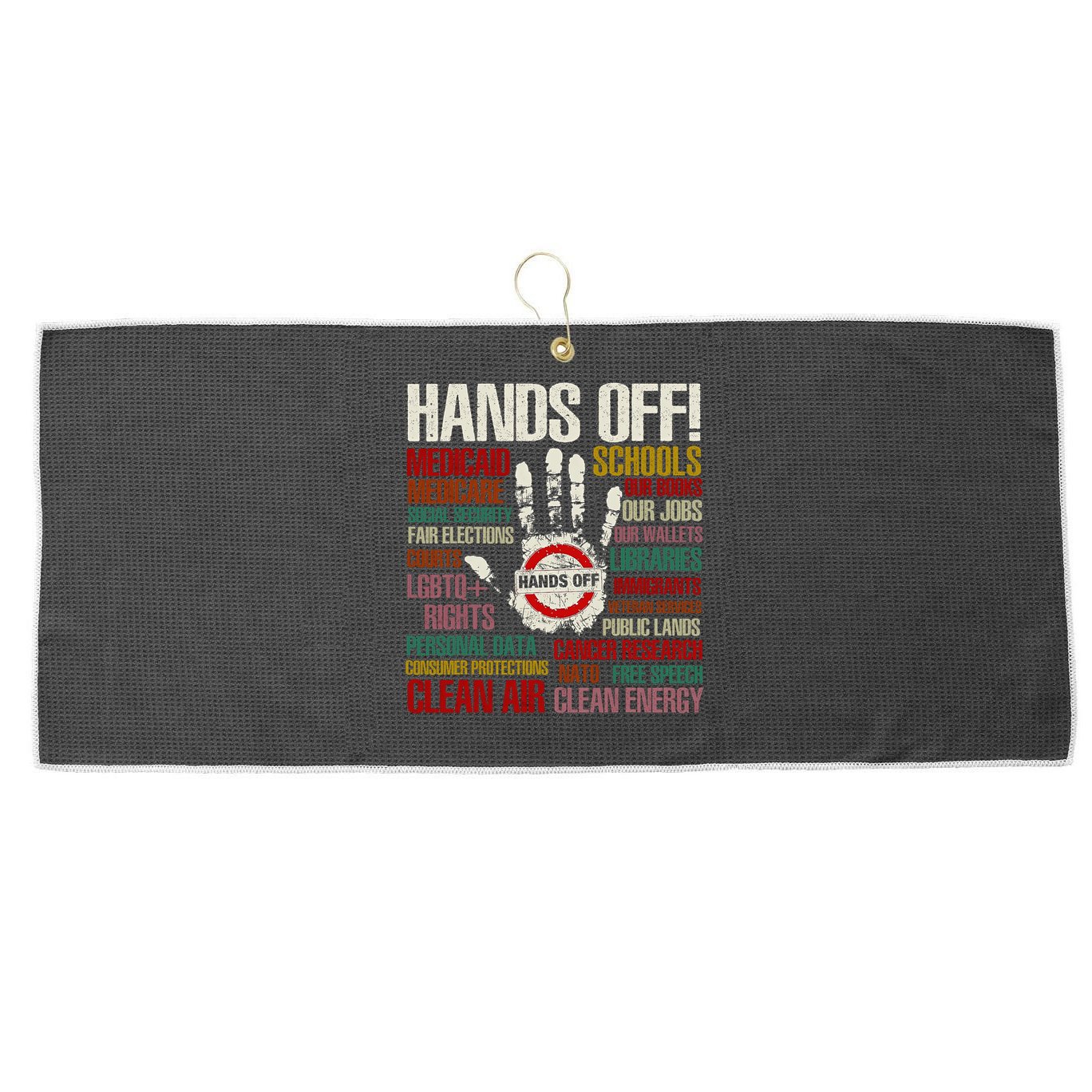 Hands Off Protest Vintage Large Microfiber Waffle Golf Towel