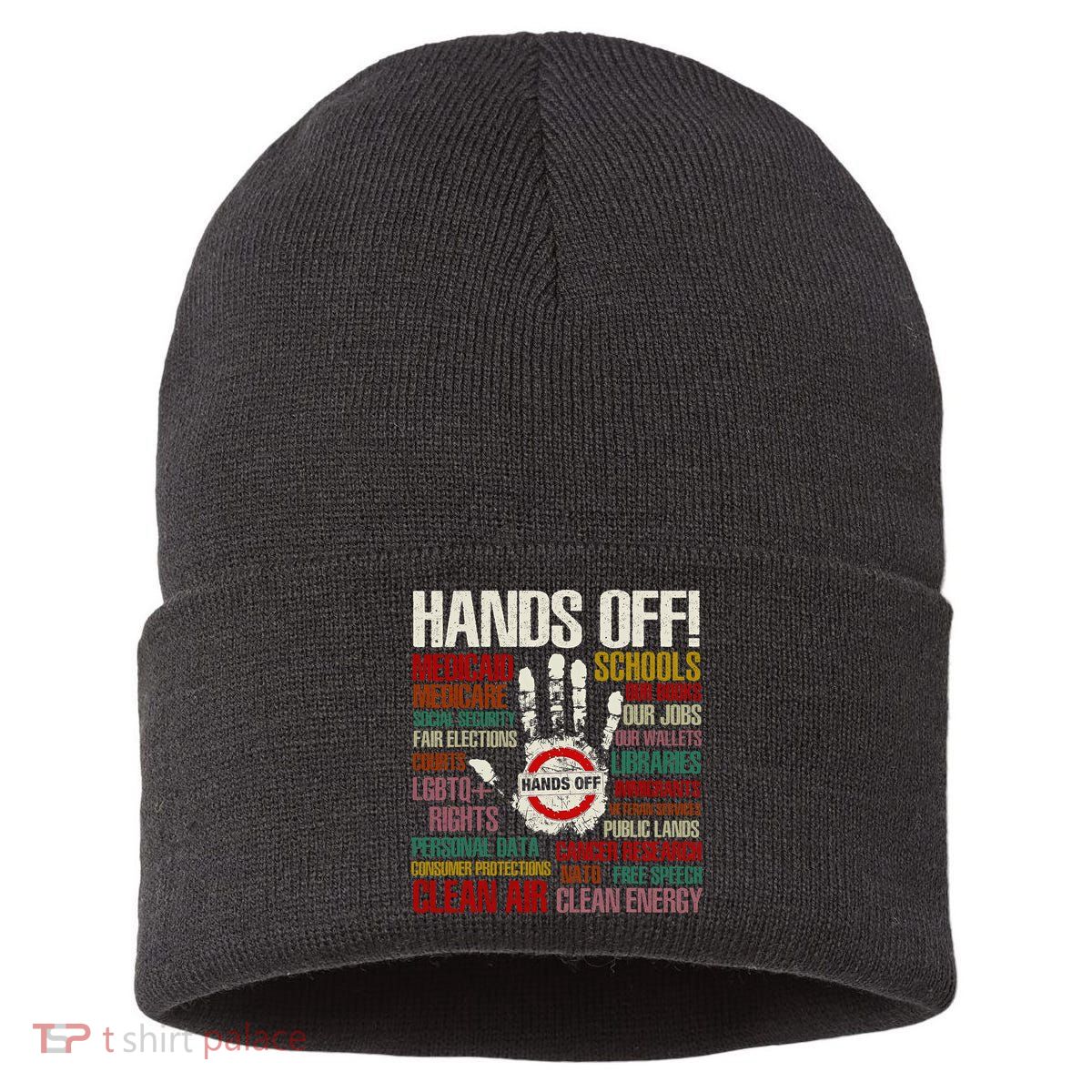 Hands Off Protest Vintage Sustainable Knit Beanie