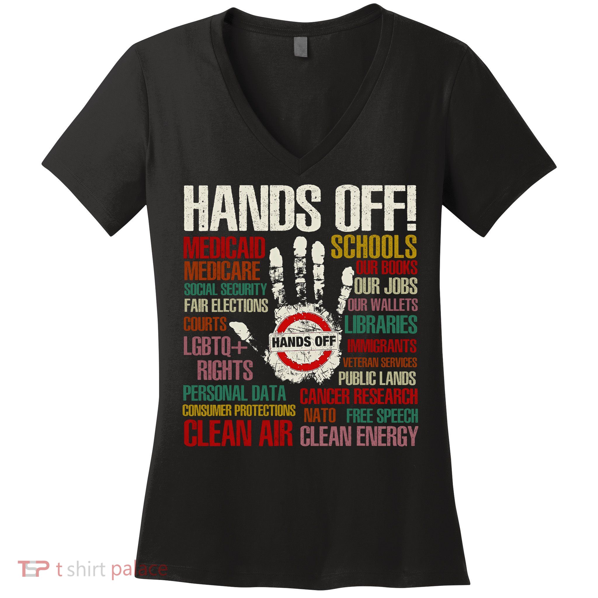 Hands Off Protest Vintage Women's V-Neck T-Shirt
