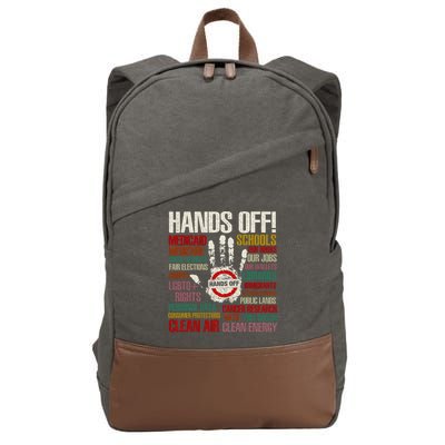 Hands Off Protest Vintage Cotton Canvas Backpack