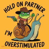 Hold On Partner IM Overstimulated Cowboy Frog Riding Snail Sustainable Knit Beanie