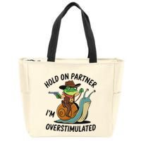Hold On Partner IM Overstimulated Cowboy Frog Riding Snail Zip Tote Bag