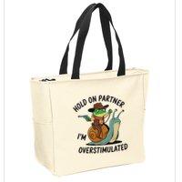 Hold On Partner IM Overstimulated Cowboy Frog Riding Snail Zip Tote Bag