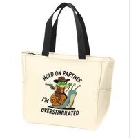 Hold On Partner IM Overstimulated Cowboy Frog Riding Snail Zip Tote Bag