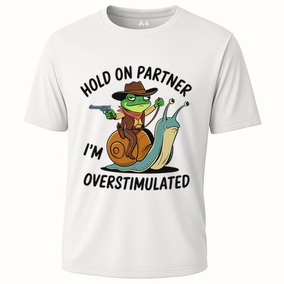 Hold On Partner IM Overstimulated Cowboy Frog Riding Snail Performance Shirt