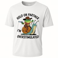 Hold On Partner IM Overstimulated Cowboy Frog Riding Snail Cooling Performance Crew T-Shirt