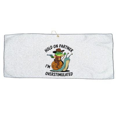 Hold On Partner IM Overstimulated Cowboy Frog Riding Snail Large Microfiber Waffle Golf Towel