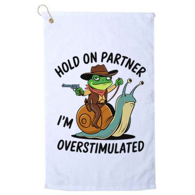 Hold On Partner IM Overstimulated Cowboy Frog Riding Snail Golf Towel