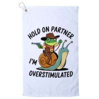 Hold On Partner IM Overstimulated Cowboy Frog Riding Snail Golf Towel