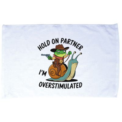Hold On Partner IM Overstimulated Cowboy Frog Riding Snail Microfiber Hand Towel