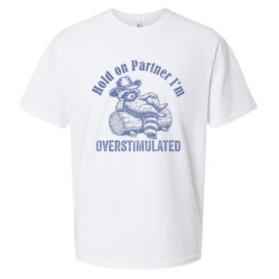 Hold On Partner IM Overstimulated Cowboy Raccoon Vintage Sueded Cloud Jersey T-Shirt