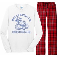 Hold On Partner IM Overstimulated Cowboy Raccoon Vintage Long Sleeve Pajama Set