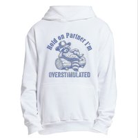 Hold On Partner IM Overstimulated Cowboy Raccoon Vintage Urban Pullover Hoodie