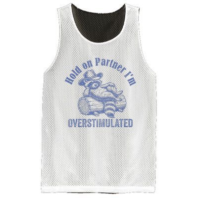 Hold On Partner IM Overstimulated Cowboy Raccoon Vintage Mesh Reversible Basketball Jersey Tank