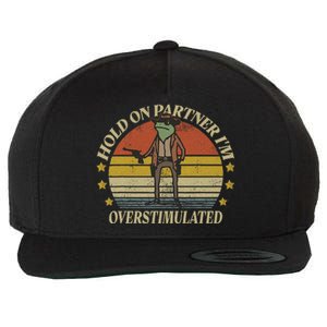 Hold On Partner IM Overstimulated Cowboy Frog Wool Snapback Cap