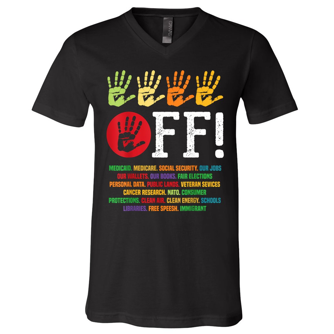 Hands Off Protest Social Security And Medicare Protest V-Neck T-Shirt