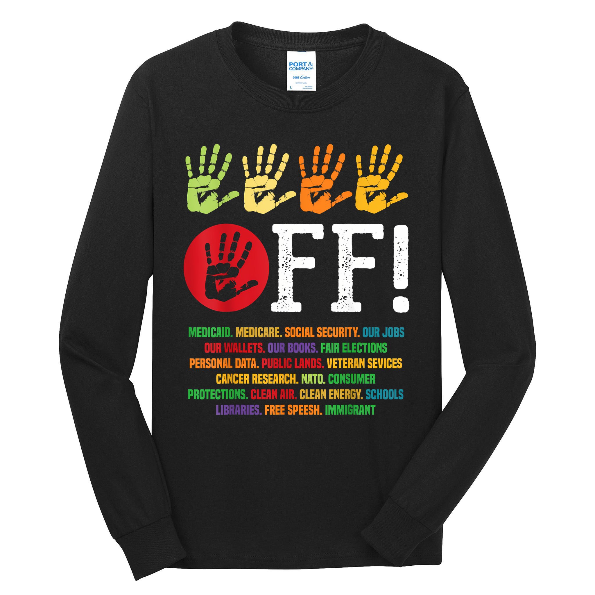 Hands Off Protest Social Security And Medicare Protest Tall Long Sleeve T-Shirt