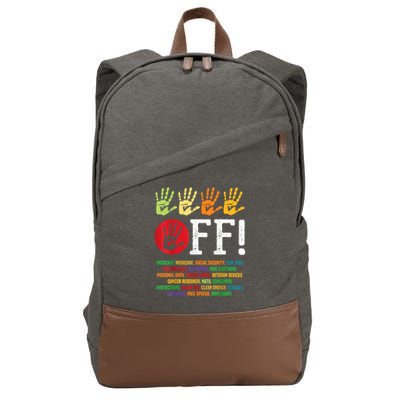 Hands Off Protest Social Security And Medicare Protest Cotton Canvas Backpack