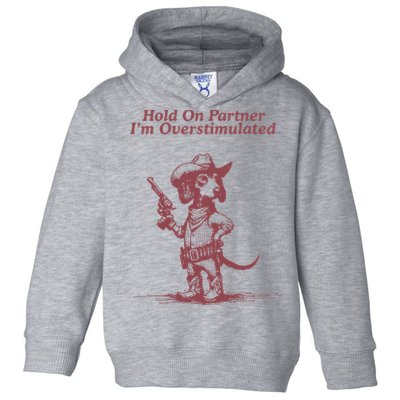 Hold On Partner IM Overstimulated Cowboy Dachshund Dogs Toddler Hoodie