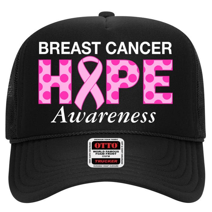 Hope Breast Cancer Awaraness High Crown Mesh Back Trucker Hat