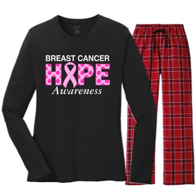 Hope Breast Cancer Awaraness Women's Long Sleeve Flannel Pajama Set 