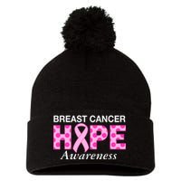 Hope Breast Cancer Awaraness Pom Pom 12in Knit Beanie