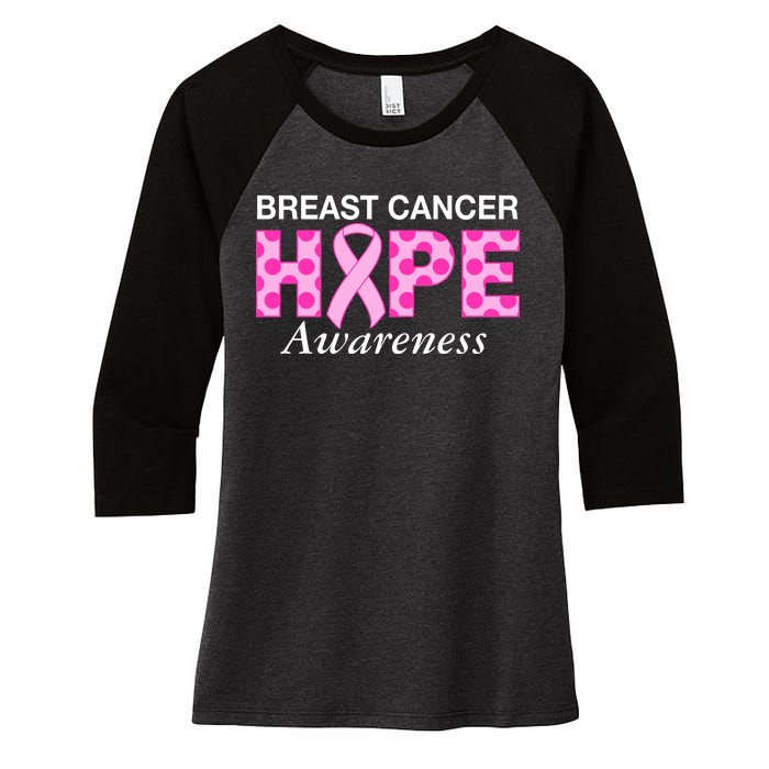 Hope Breast Cancer Awaraness Women's Tri-Blend 3/4-Sleeve Raglan Shirt