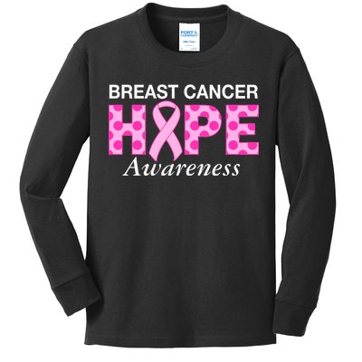 Hope Breast Cancer Awaraness Kids Long Sleeve Shirt