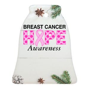 Hope Breast Cancer Awaraness Ceramic Bell Ornament