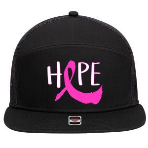 Hope Breast Cancer Awareness Logo  7 Panel Mesh Trucker Snapback Hat